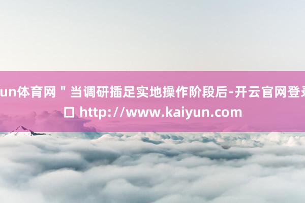 开yun体育网＂当调研插足实地操作阶段后-开云官网登录入口 http://www.kaiyun.com