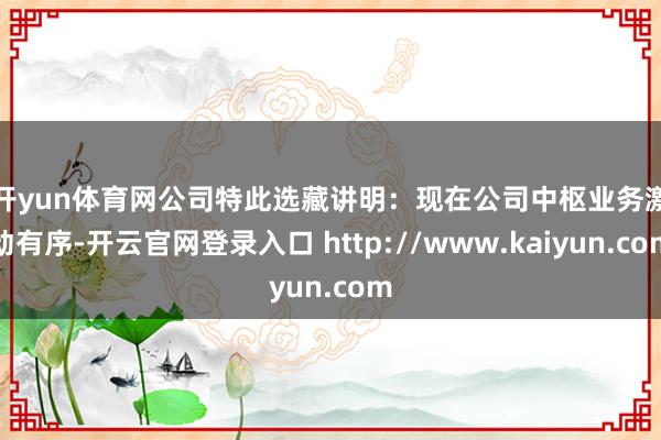 开yun体育网 公司特此选藏讲明:现在公司中枢业务激动有序-开云官网登录入口 http://www.kaiyun.com